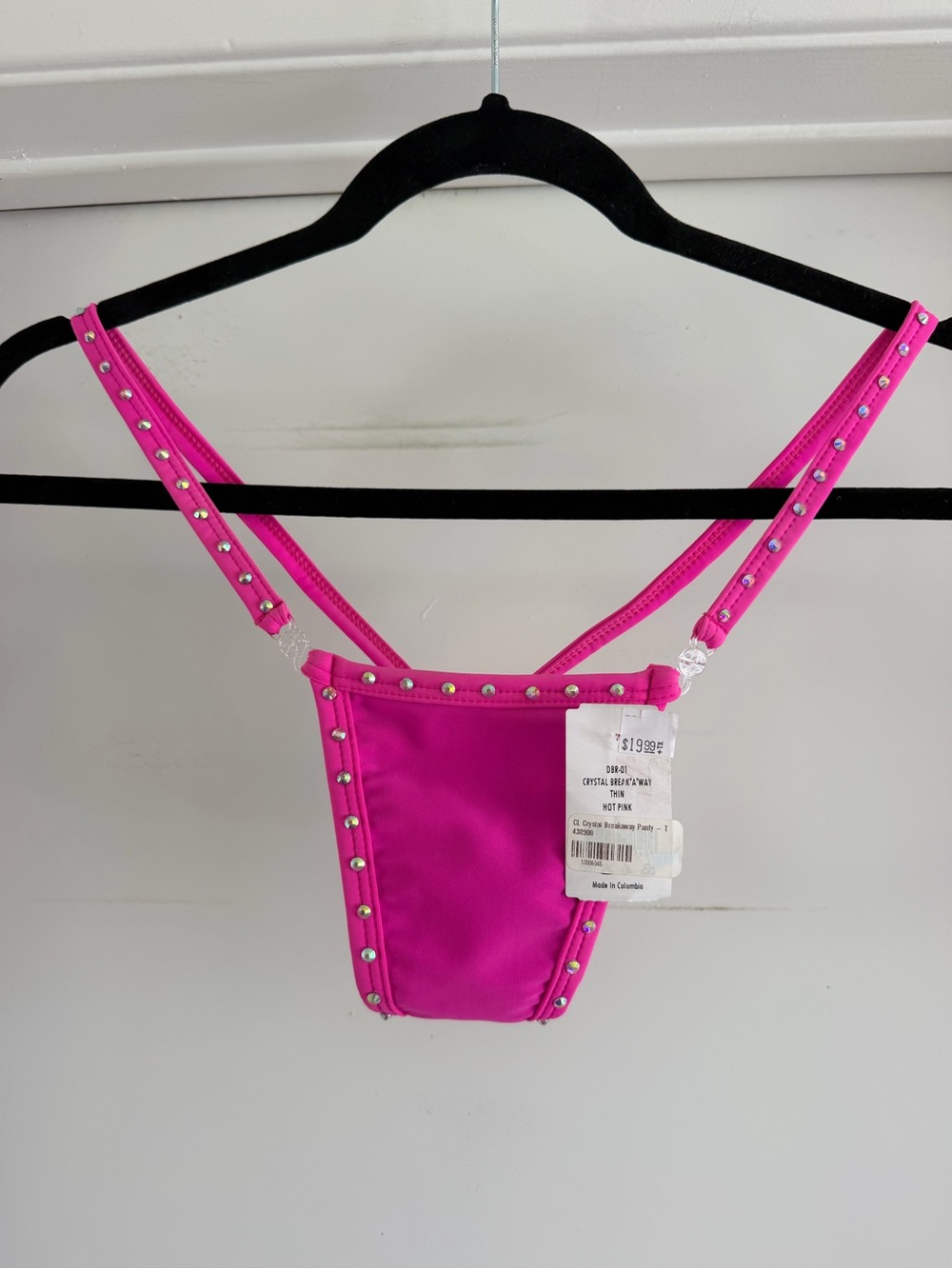 Crystal-Studded Hot Pink Breakaway Thong Panty